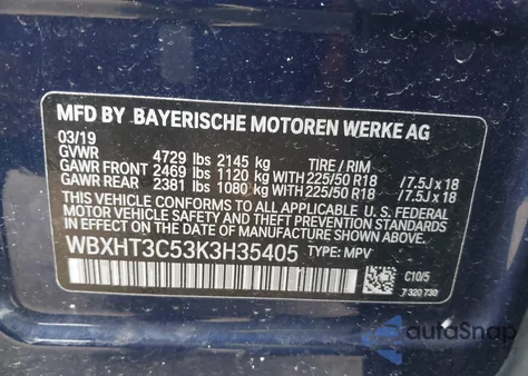 2019 BMW X1 xDrive28I from USA, damaged, VIN WBXHT3C53K3H35405